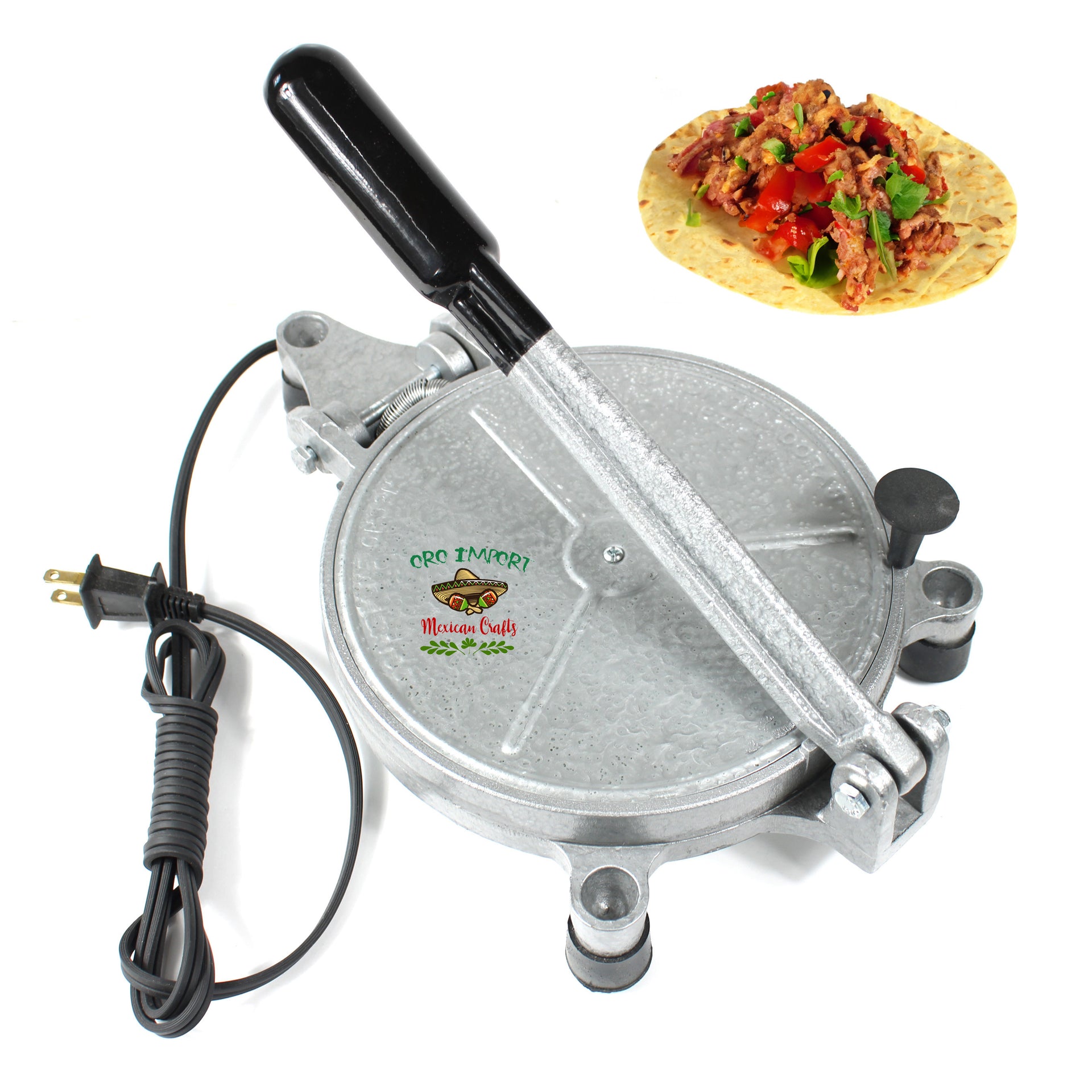  Oro Import Iron Tortilla Press Heavy Duty Burrito Maker  Tortilladora (8 x 8 Inches, Red): Home & Kitchen