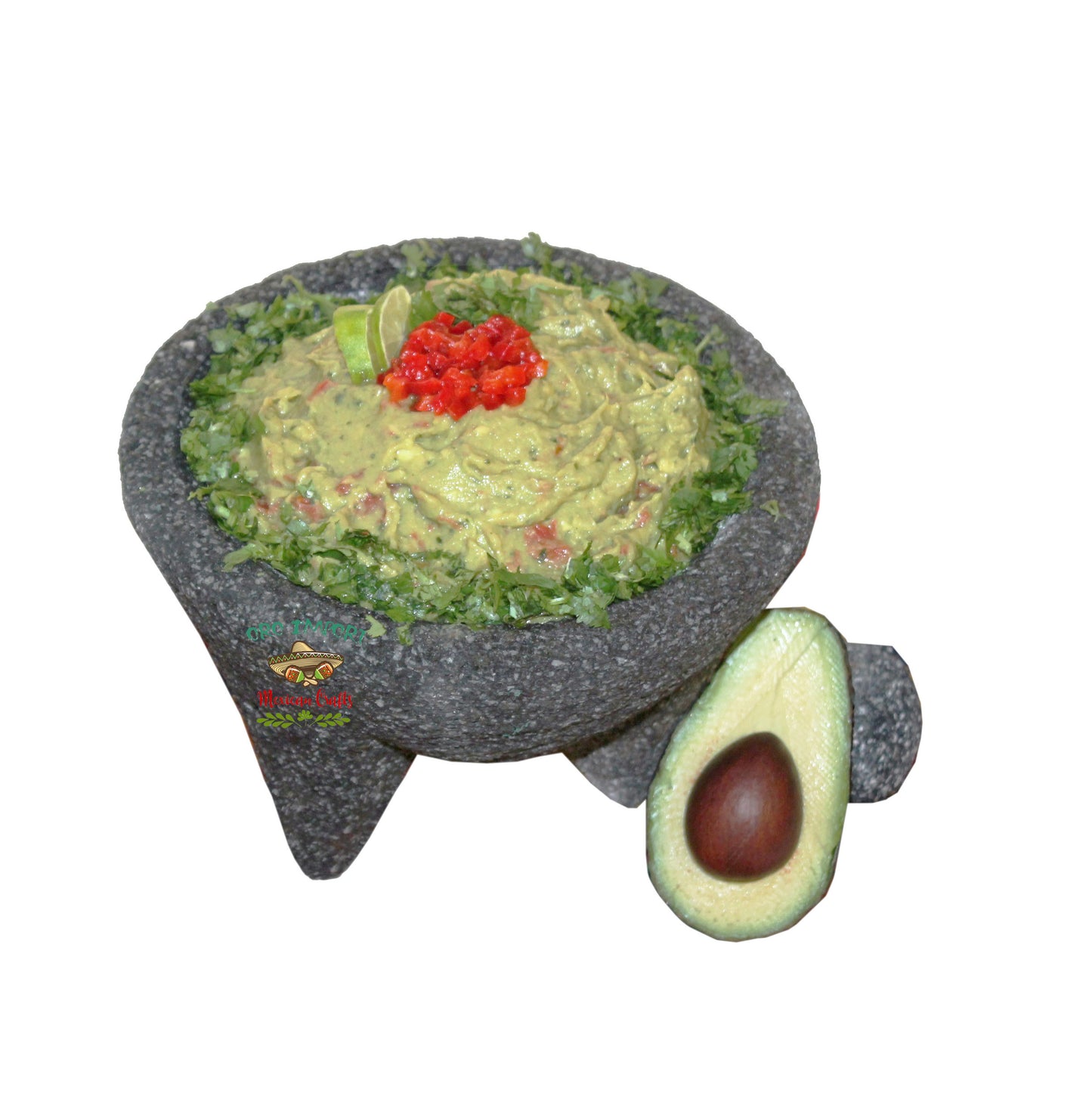 8" Molcajete Authentic Mexican Basalt Lava Stone Mortar and Pestle Guacamole