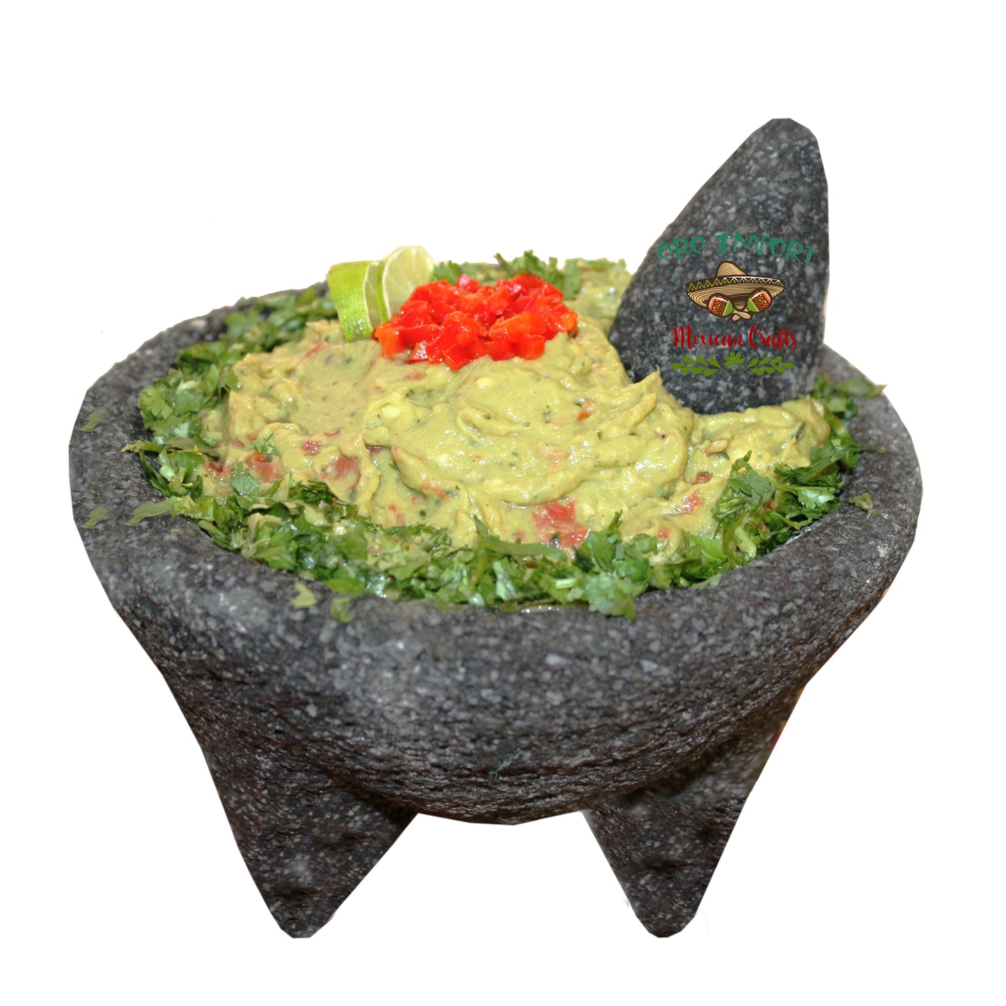 8" Molcajete Authentic Mexican Basalt Lava Stone Mortar and Pestle Guacamole