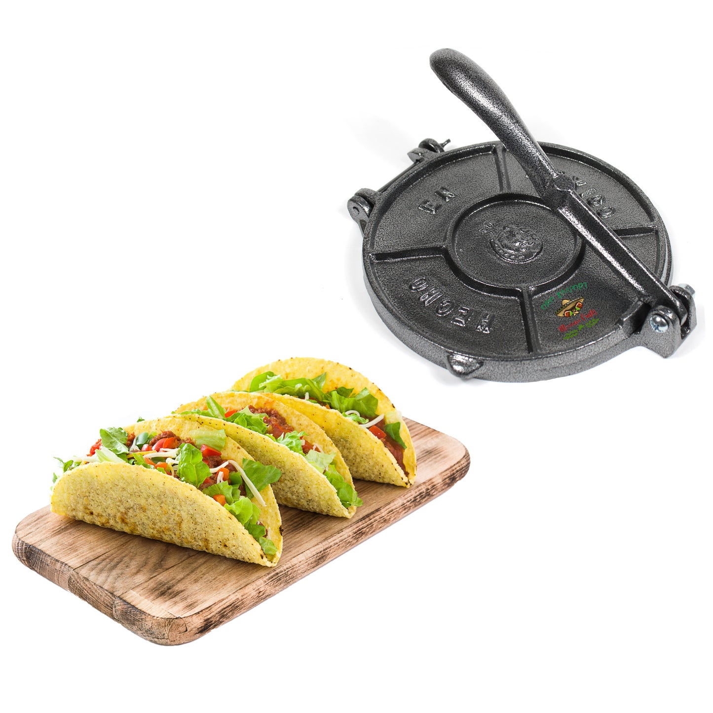 Cast Iron Tortilla Press Corn Tortillas Tortilladora 7.5" Pataconera