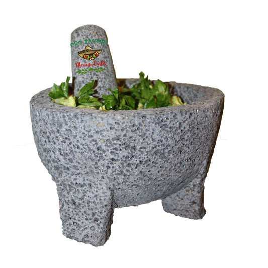 8" Molcajete Authentic Mexican Basalt Lava Stone Mortar and Pestle Guacamole