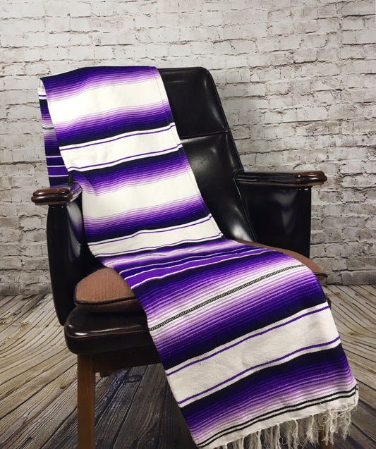 Purple Sarape Serape Mexican Blanket Saltillo Southwestern 5' x 7' Yoga Throw