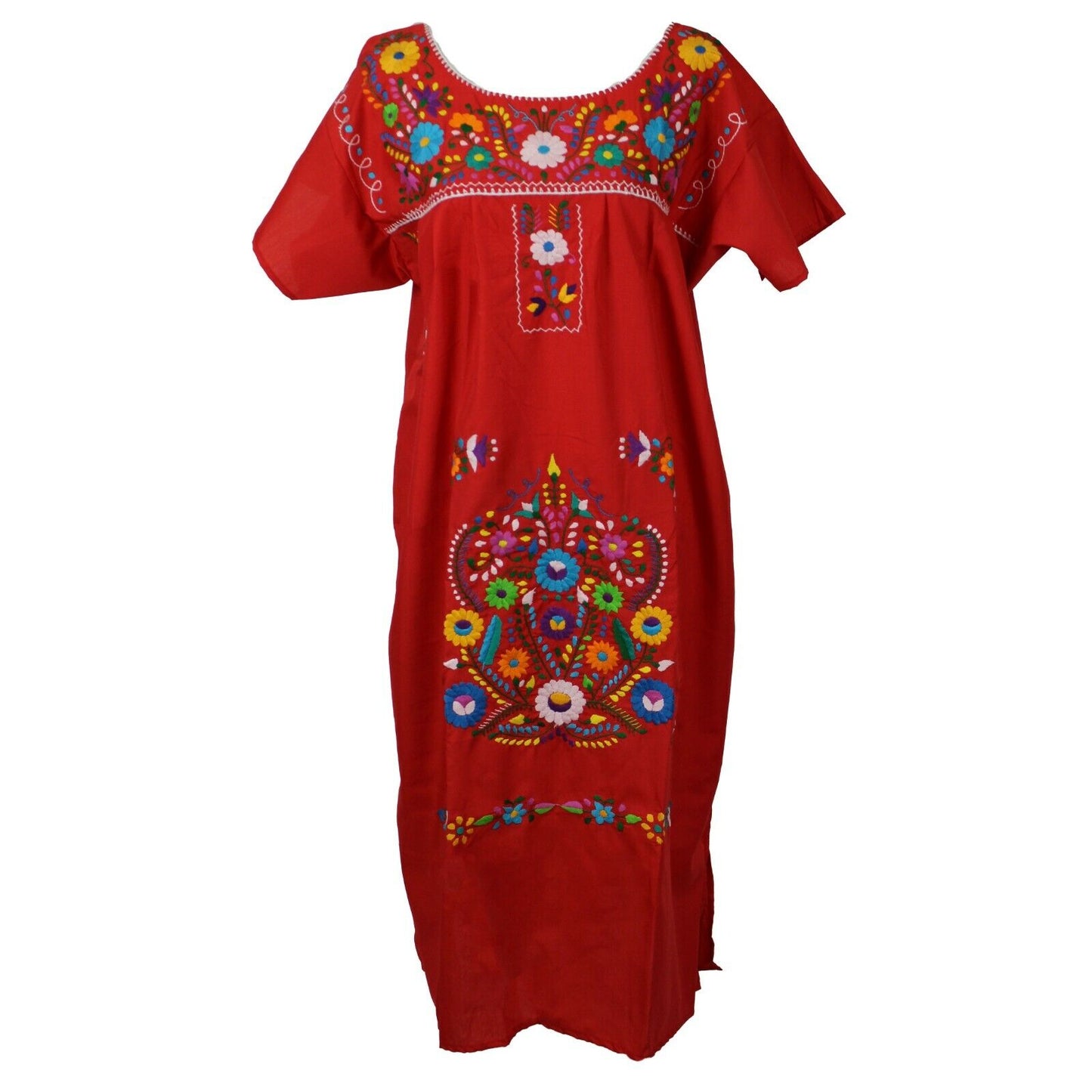 Any Color Peasant Vintage Tunic Embroidered Mexican Dress XS S M L XL XXL