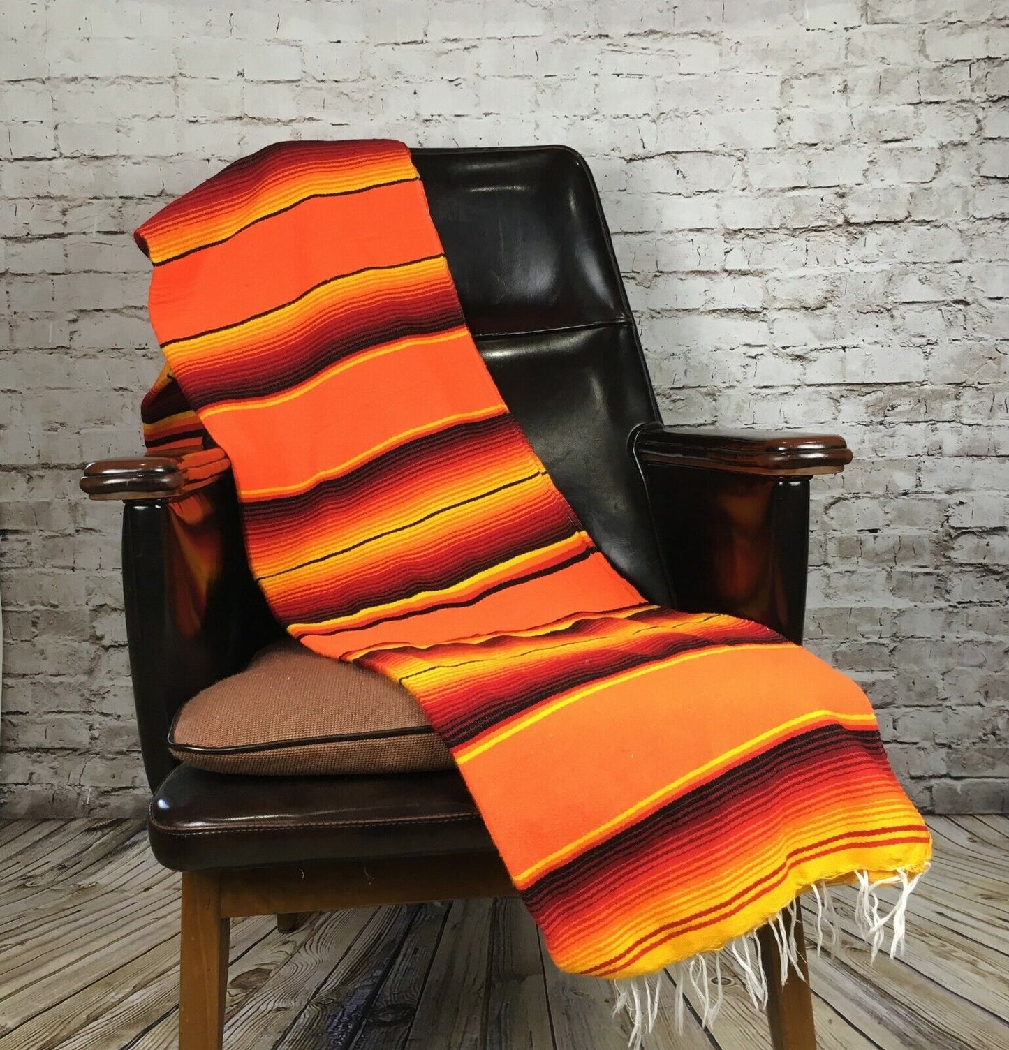 Orange Sarape Serape Mexican Blanket Saltillo Southwestern 5' x 7' Yoga Throw