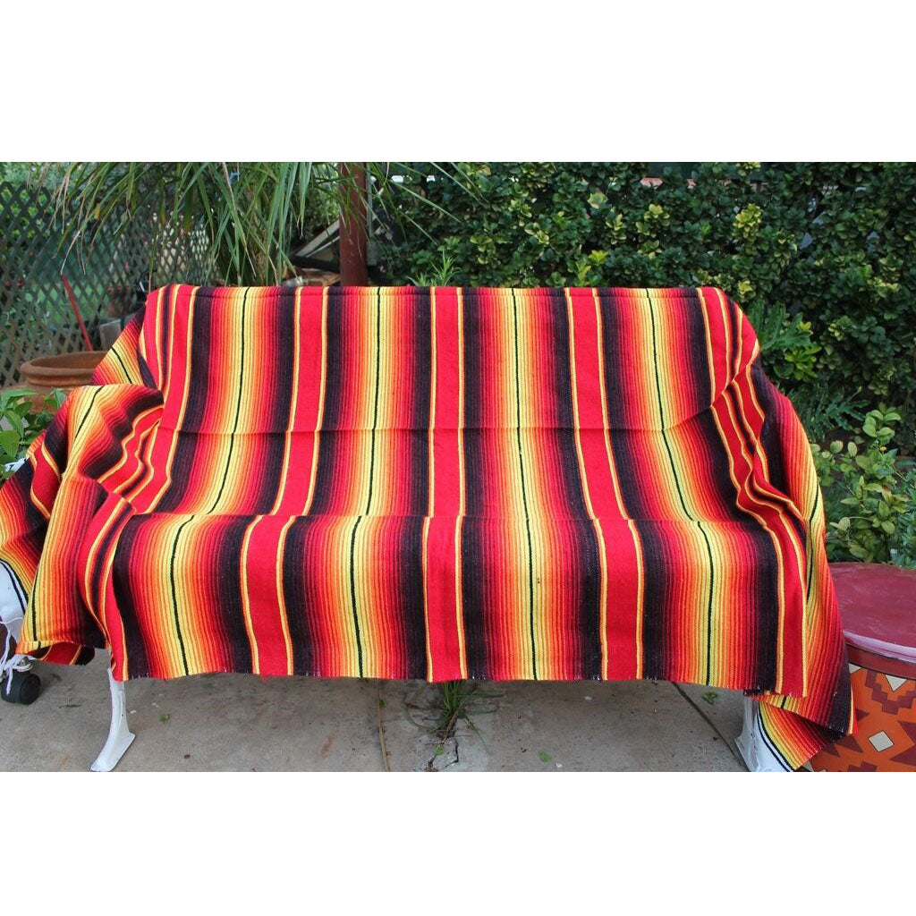 Red Sarape Serape Mexican Blanket Saltillo Southwestern 5' x 7' Yoga Throw