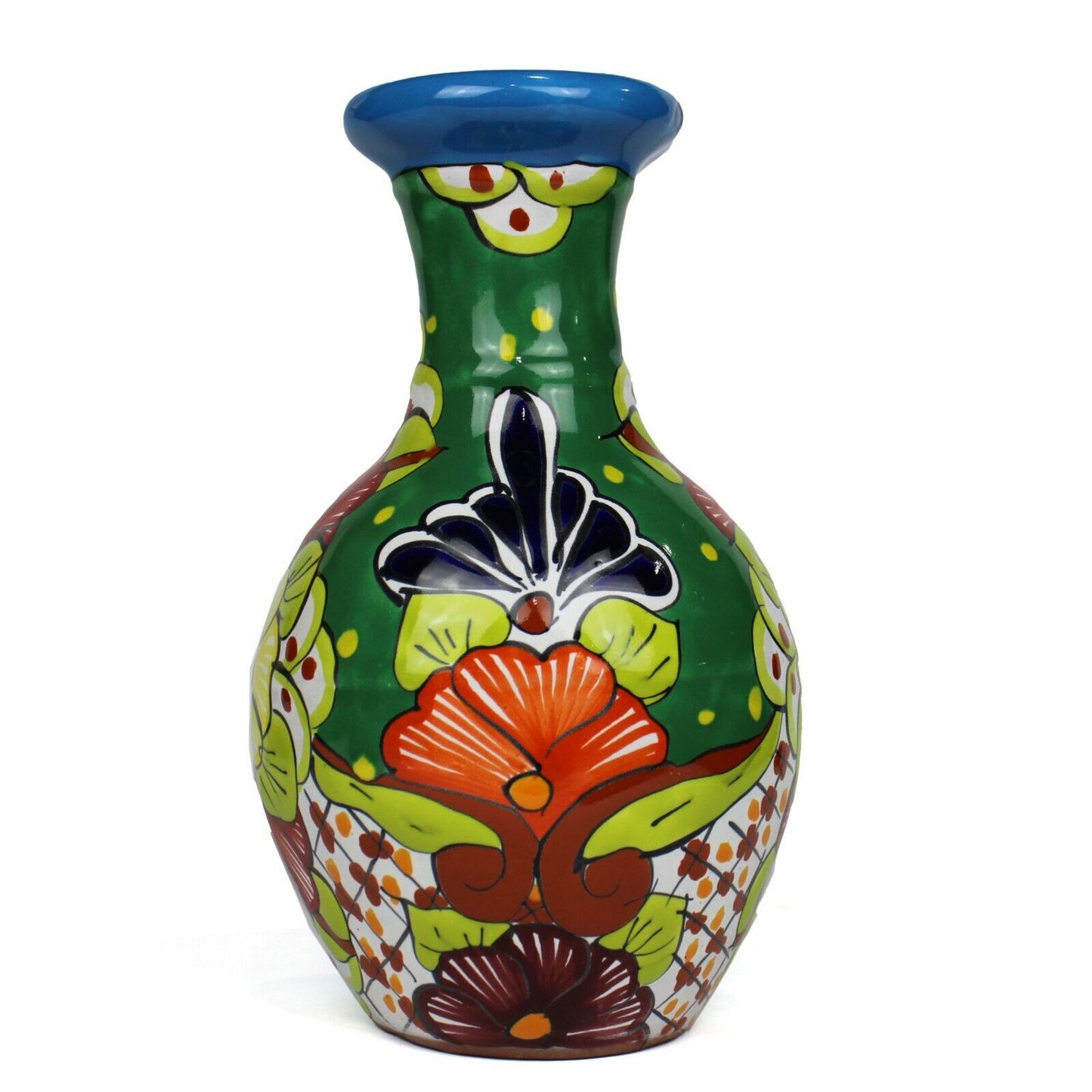 MEXICAN TALAVERA POTTERY CHIMNEY FLOWER POT PLANTER 6 x 6 IN HANDPAINTED CANDLE