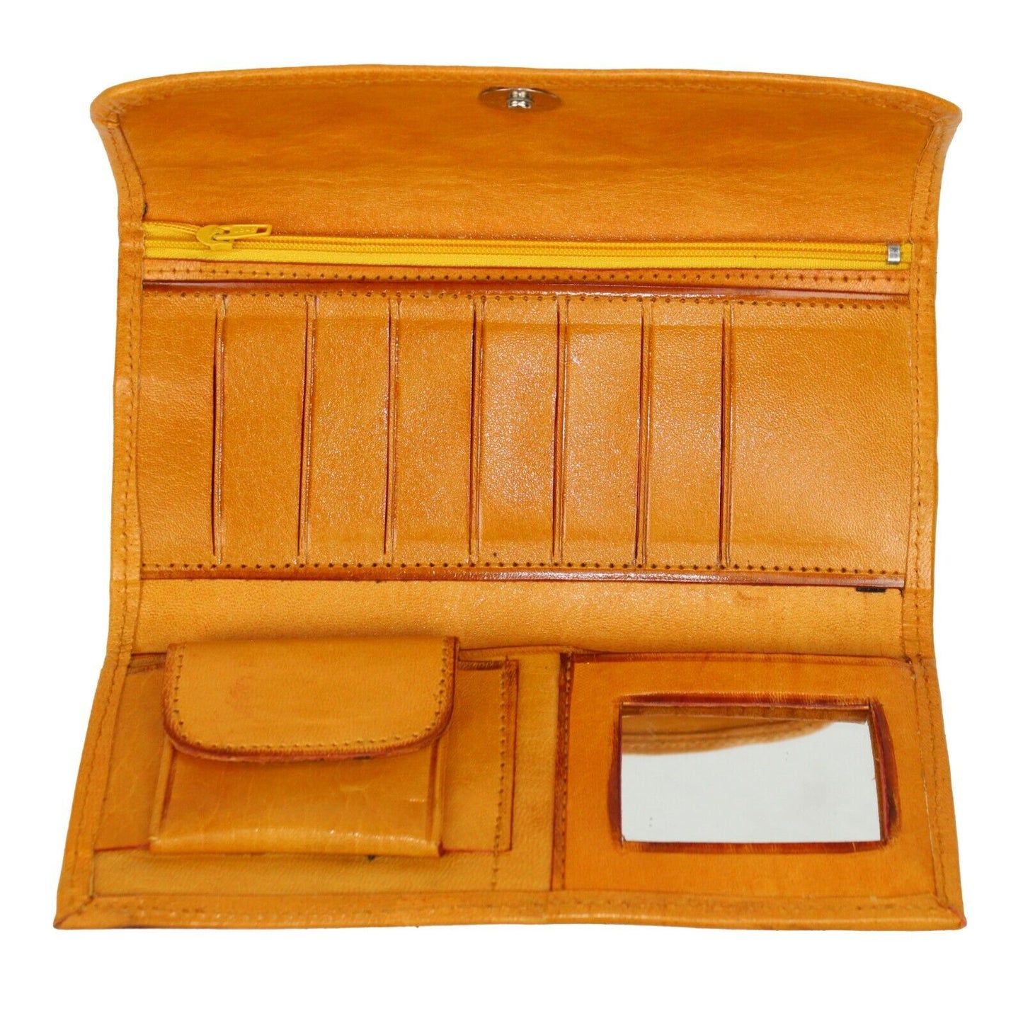 Genuine Women's Leather Handtooled Wallet Western Cowgirl Tri-Fold Wallet Honey