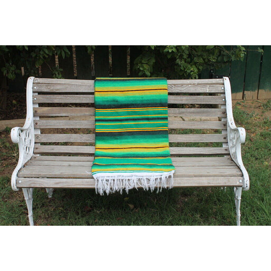 Green Sarape Serape Mexican Blanket Saltillo Southwestern 5' x 7' Yoga Throw