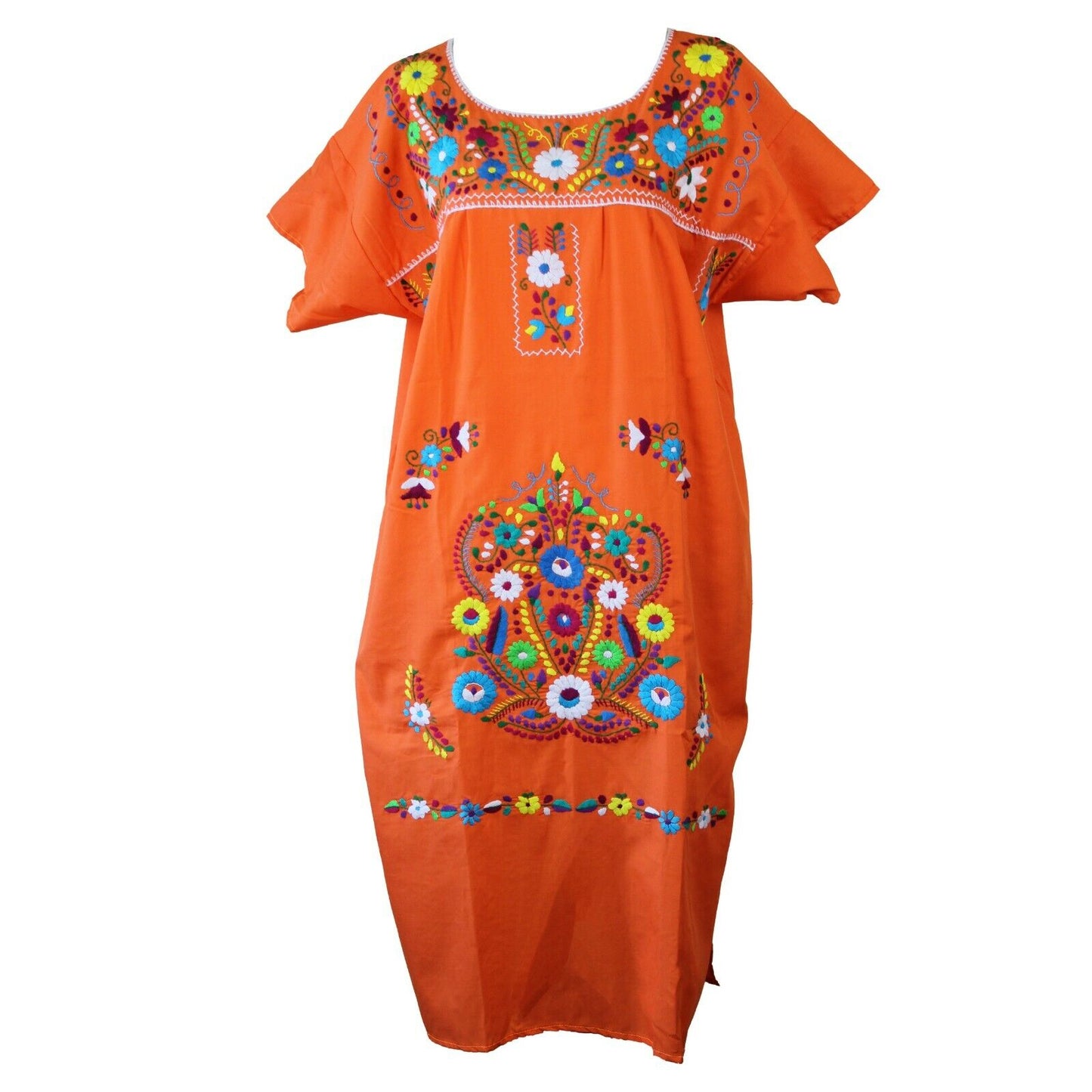 Any Color Peasant Vintage Tunic Embroidered Mexican Dress XS S M L XL XXL