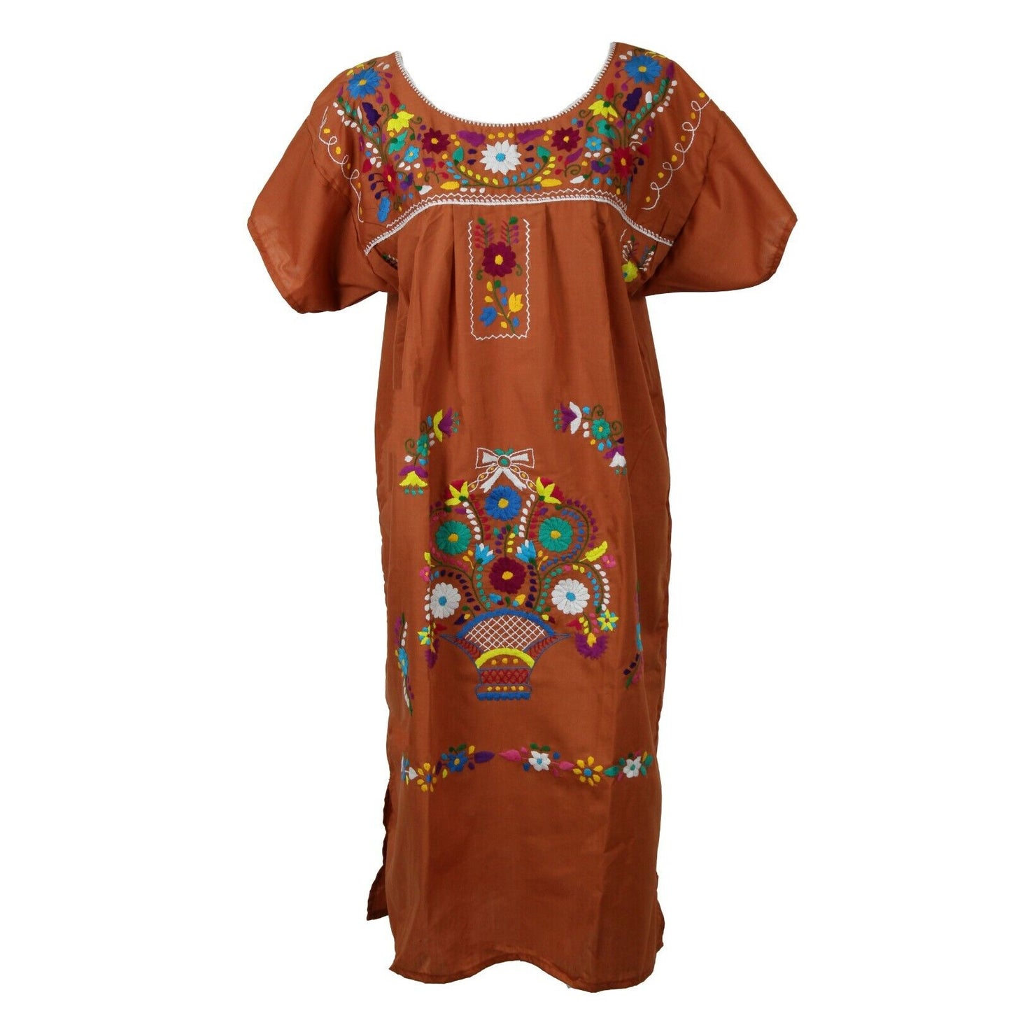 Any Color Peasant Vintage Tunic Embroidered Mexican Dress XS S M L XL XXL