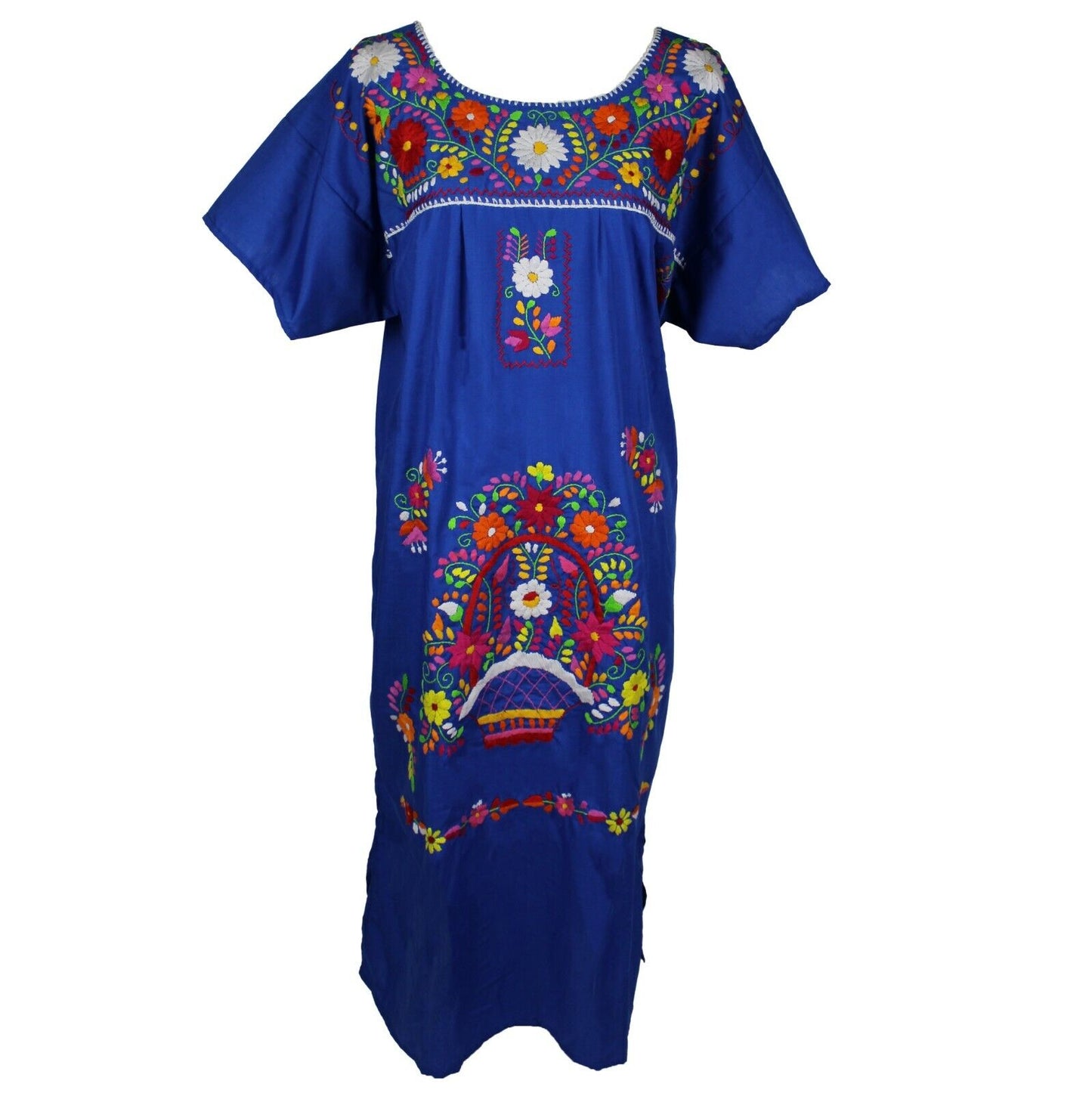 Any Color Peasant Vintage Tunic Embroidered Mexican Dress XS S M L XL XXL